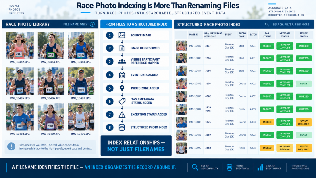 race photo indexing and searchability control centre.